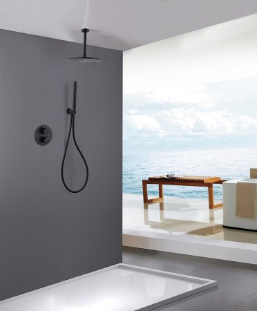 Душевая система Abber Wasser Kreis AF8121B Черная матовая 