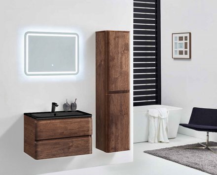 Мебель для ванной Vincea Alba 800 подвесная, 2 ящика, R.Wood (черная раковина) 