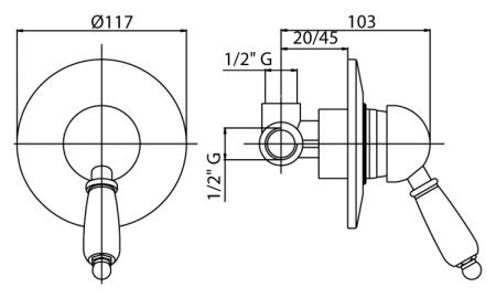 Смеситель Cezares Elite ELITE-DIM-02-Bi для душа 