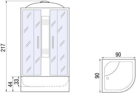 Душевая кабина River Amur 90x90 МТ 10000001375 с поддоном 