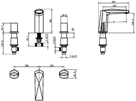 Смеситель для раковины Boheme Venturo 150-SGM-ICE Оружейная сталь глянцевая 