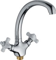 Смеситель двуручковый для кухни с керамической ручкой HAIBA HB4218 хром