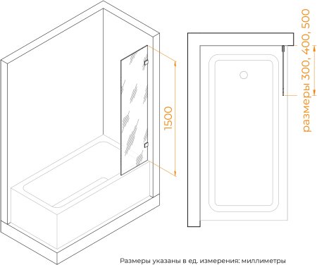 Шторка на ванну RGW SC-056-2 300 