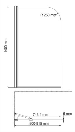Шторка на ванну WasserKRAFT Leine 35P01-80WHITE Fixed 80х140 см 