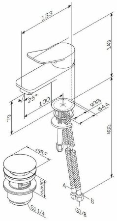 Смеситель для раковины AM.PM X-Joy F85A82100 с донным клапаном Хром 