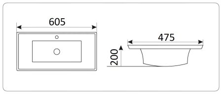Раковина CeramaLux 851-60 накладная 