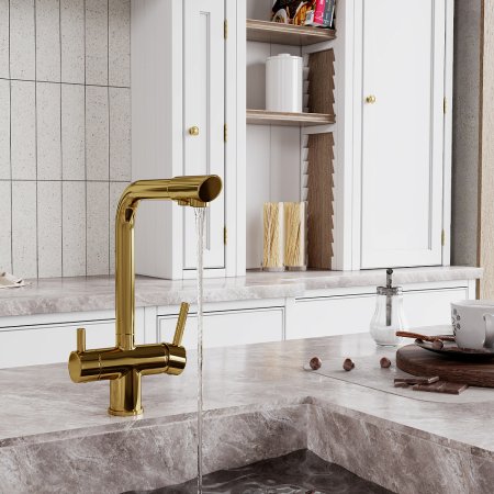 Смеситель WasserKRAFT A8377 для кухонной мойки, золото 