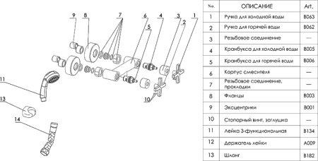 Смеситель WasserKRAFT Weser 7802 для душа 