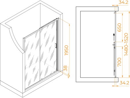 Душевая дверь RGW PA-14Gr 1500 