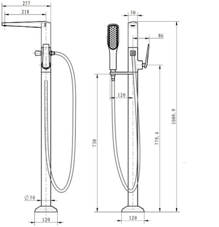 Смеситель для ванны Boheme Venturo 389 Золото 
