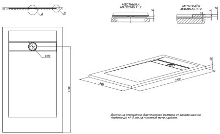 Душевой поддон из искусственного камня Allen Brau Infinity 140x80 8.21004-AM Антрацит 