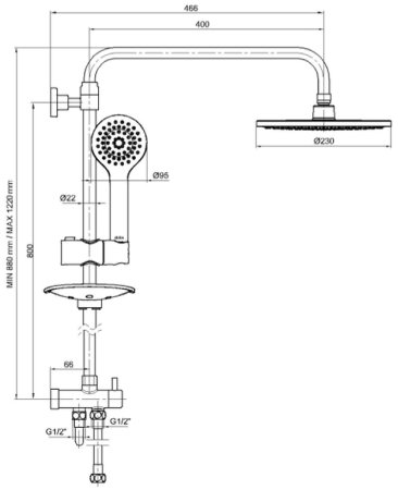 Душевая система E.C.A. Luna 102158032EX Хром 