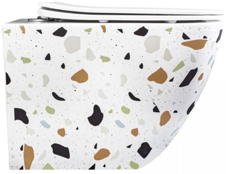 Подвесной безободковый унитаз с сиденьем микролифт Rea Carlo Terazzo REA-C8005 