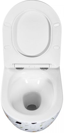 Подвесной безободковый унитаз с сиденьем микролифт Rea Carlo Terazzo REA-C8005 