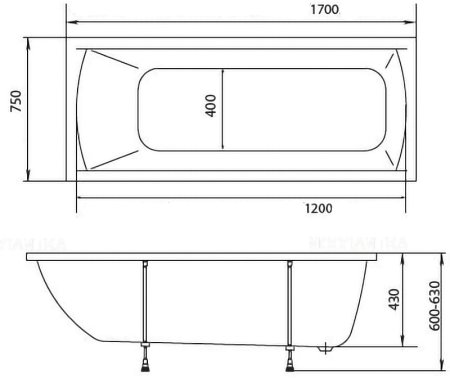 Акриловая ванна Creto Modalia 170х75 9-17075 без гидромассажа 
