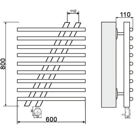 Полотенцесушитель электрический Ника Bamboo ЛБ7 80х60 