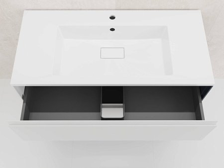 Тумба подвесная "ЛИМА 100" эмаль, под раковину LINE 100, 2 ящ., PLUS, белый матовый 