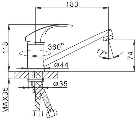 Смеситель для кухни Frap H36 F4536 Хром 