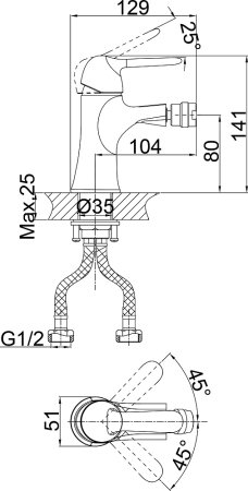 Комплект для ванной D&K Ambrosius Rhein DA1340001SET 4 в 1, три смесителя + душевой гарнитур 