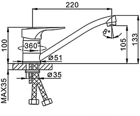 Смеситель для кухни Frap H04 F4204 Хром 