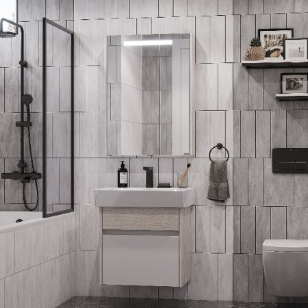 Зеркальный шкаф Aquaton Верди PRO 60 1A206902VDAV0 с подсветкой Белый Ясень фабрик 