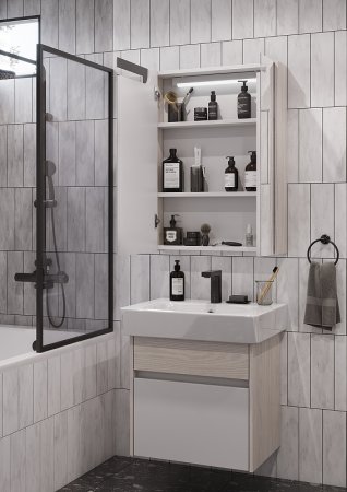 Зеркальный шкаф Aquaton Верди PRO 60 1A206902VDAV0 с подсветкой Белый Ясень фабрик 