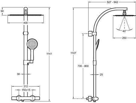 Душевая система Jacob Delafon Talan E20642RU-CP с термостатом Хром 
