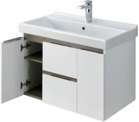Тумба под раковину Aquaton Рене 76 1A258601NRC80 подвесная Белая Грецкий орех 