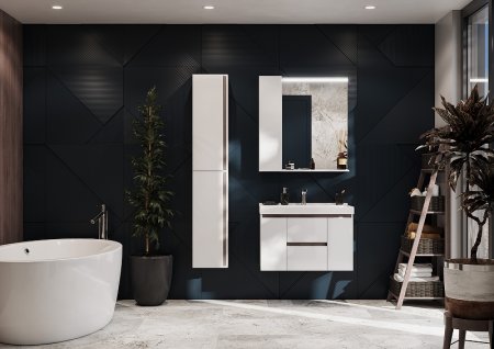 Тумба под раковину Aquaton Рене 76 1A258601NRC80 подвесная Белая Грецкий орех 