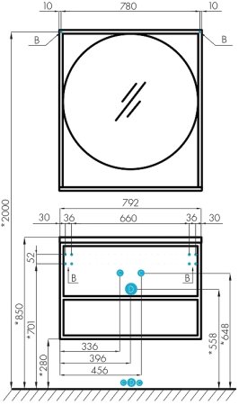 Зеркало Aquaton Лофт Фабрик 80 1A242602LTDY0 Дуб кантри 