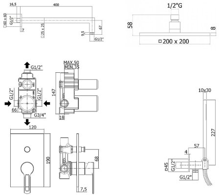 Душевая система Paffoni Ringo KITRIN015NO/M Черная матовая 