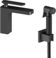 Смеситель Timo Torne 4360/03G для раковины с гигиеническим душем, черный