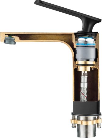 Смеситель Timo Torne 4360/03G для раковины с гигиеническим душем, черный 