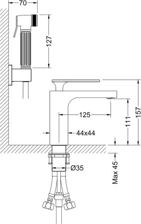 Смеситель Timo Torne 4360/03G для раковины с гигиеническим душем, черный 