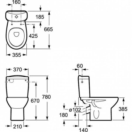Унитаз компакт Roca Victoria 34239U000 без бачка и сиденья 