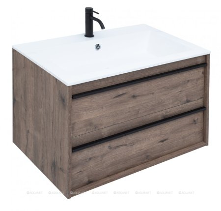 Тумба с раковиной Aquanet Lino 80 Дуб Веллингтон 
