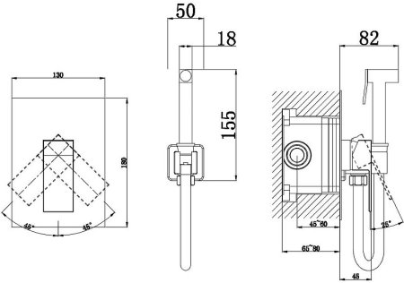 Гигиенический душ со смесителем D&K Bayern Liszt DA1515007 Золото матовое 