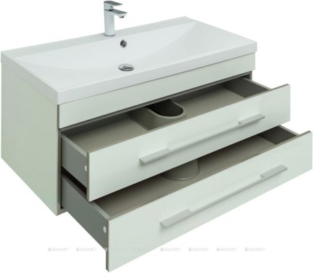 Тумба с раковиной Aquanet Верона 100 белый (подвесная 2 ящика) 