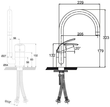 Смеситель для кухни Kaiser Nova 23044 Хром 