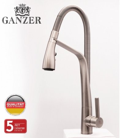 Смеситель для кухни с гибким изливом GANZER GZ16028G SATEEN 