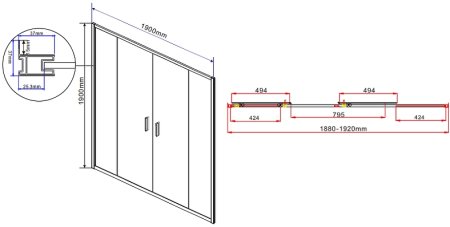 Душевая дверь Vincea Garda 190 VDS-1G2190CL профиль Хром стекло прозрачное 