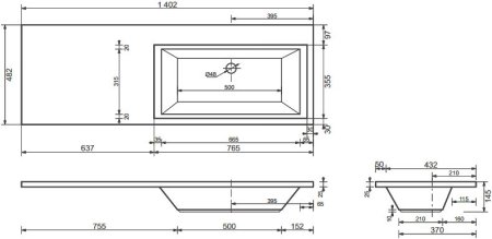 Тумба с раковиной Эстет Dallas Luxe 140 подвесная, 2 ящика, R 