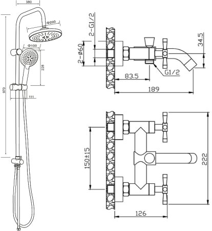 Душевая система Orange Mia M34-933b Черная 