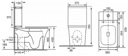 Унитаз компакт Azario Candy AZ-1503B с бачком и сиденьем Микролифт 