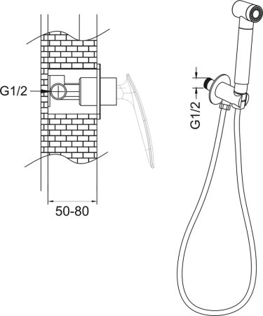Гигиенический душ со смесителем Rose R1105, хром 