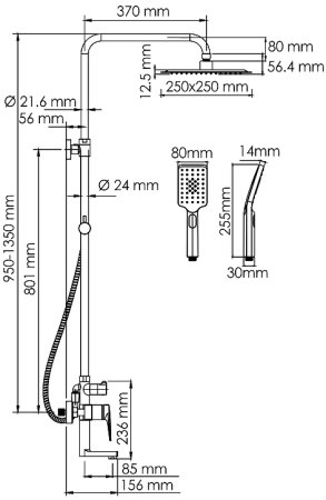 Душевая система WasserKRAFT A155.198.201.BG Золото матовое 