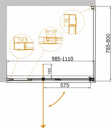 Душевой уголок Cezares Variante AH-1 100/110-80 C Cr 