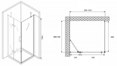 Душевой уголок Abber Zart 100x70 AG08100-S71 профиль Хром стекло прозрачное 