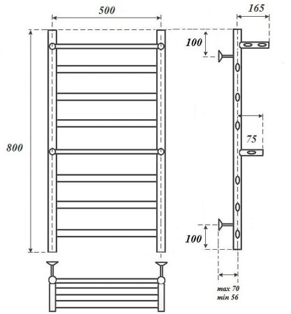 Электрический полотенцесушитель Point Артемида PN14158PE П6 500x800 c 2 полками левый/правый Хром 