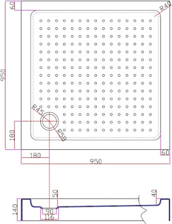Акриловый поддон Cezares Tray квадратный 95 